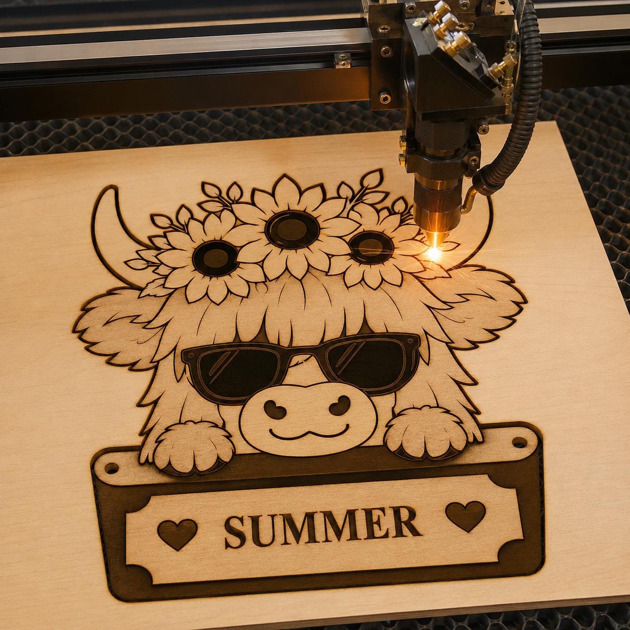 Personalized Summer Highland Cow SVG | Sunflower Farmhouse Decor