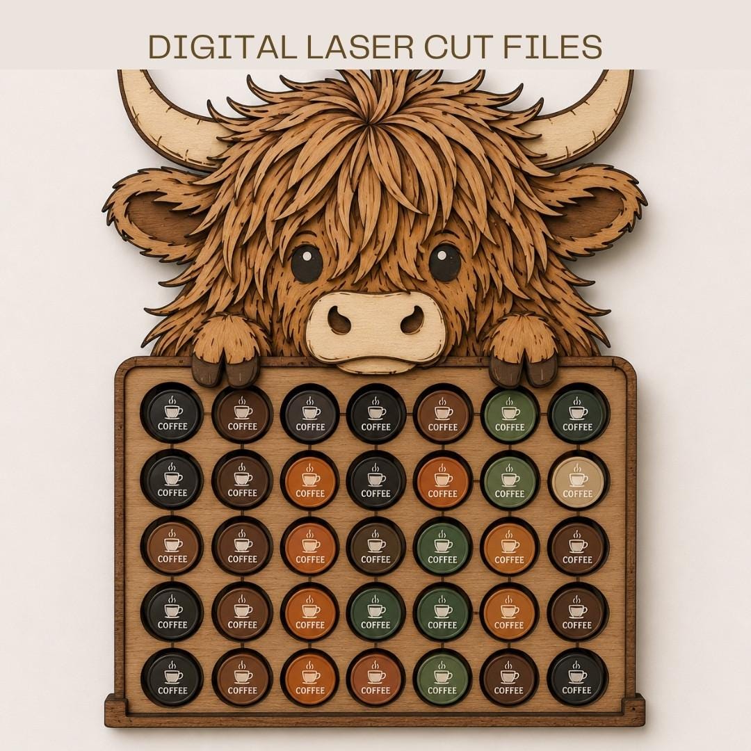 highland-cow-coffee-pod-holder-svg-laser-cut-file