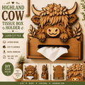 Highland Cow Tissue Box Holder SVG laser cut file featuring a cute layered farmhouse cow tissue box cover for bathroom and home decor.