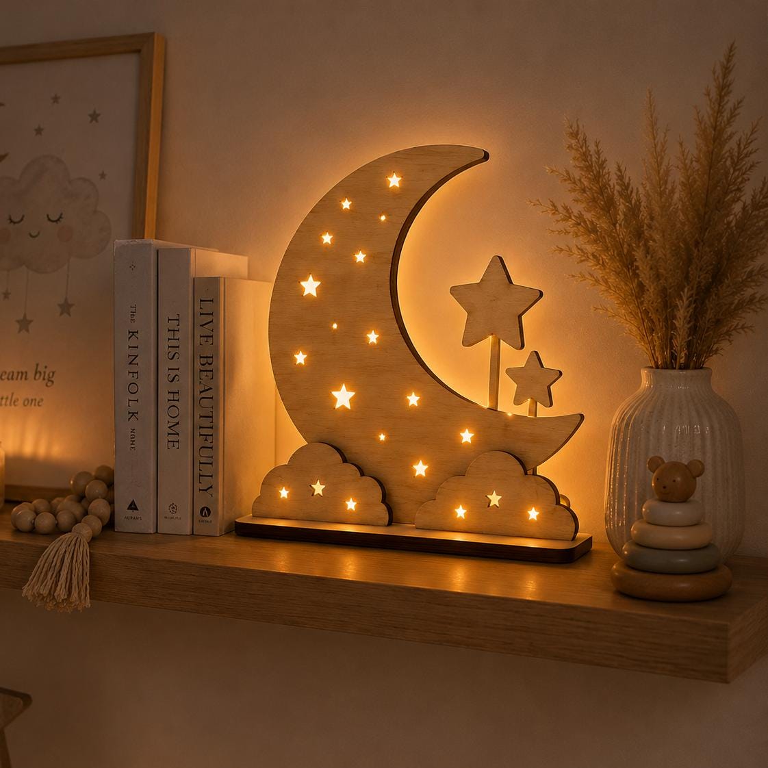 SVG moon stars layered lamp kids room night light Cricut Silhouette file