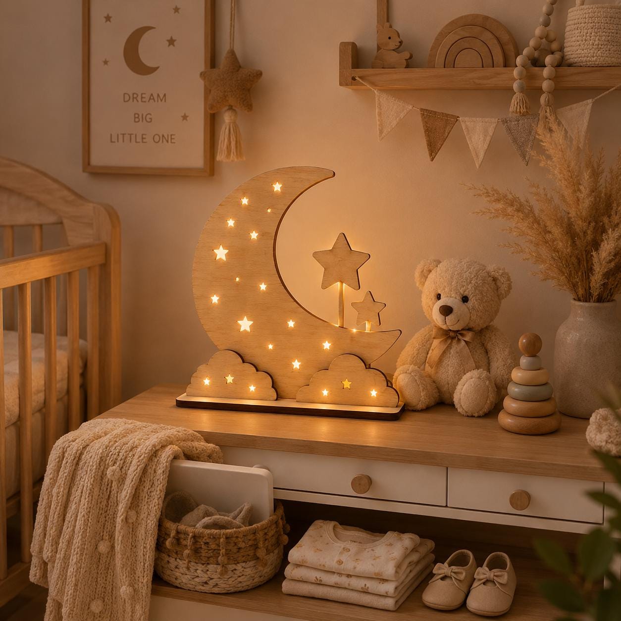 Moon stars night light SVG Cricut laser cut kids room decor digital download