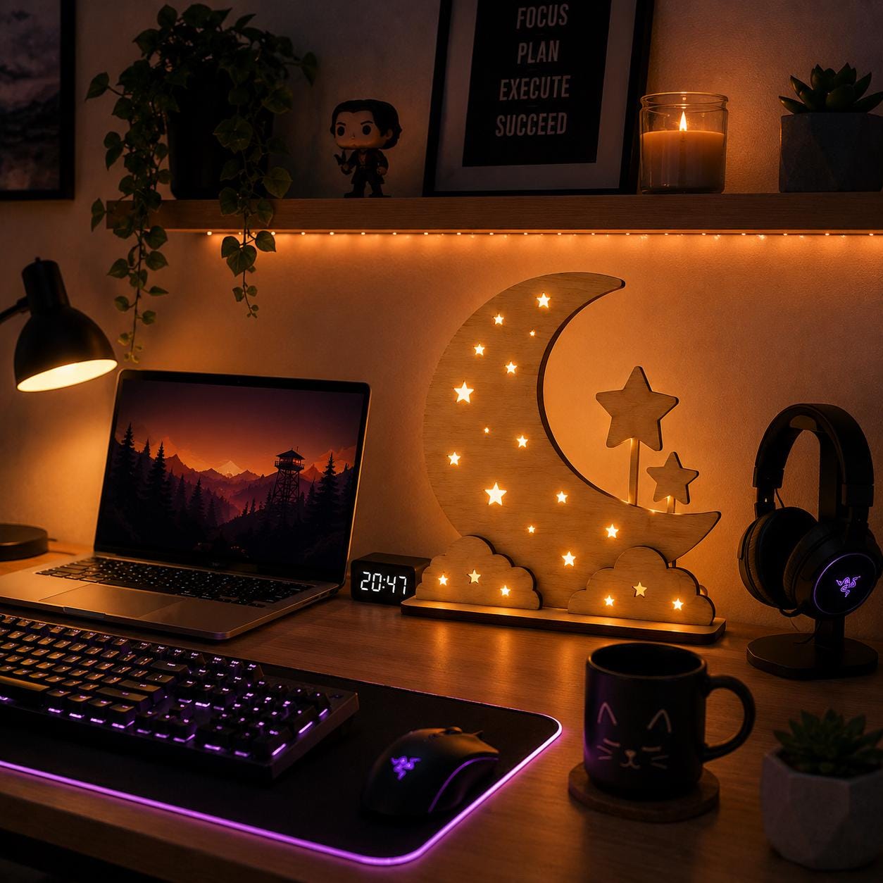 Layered moon SVG file kids lamp laser cut night light digital download