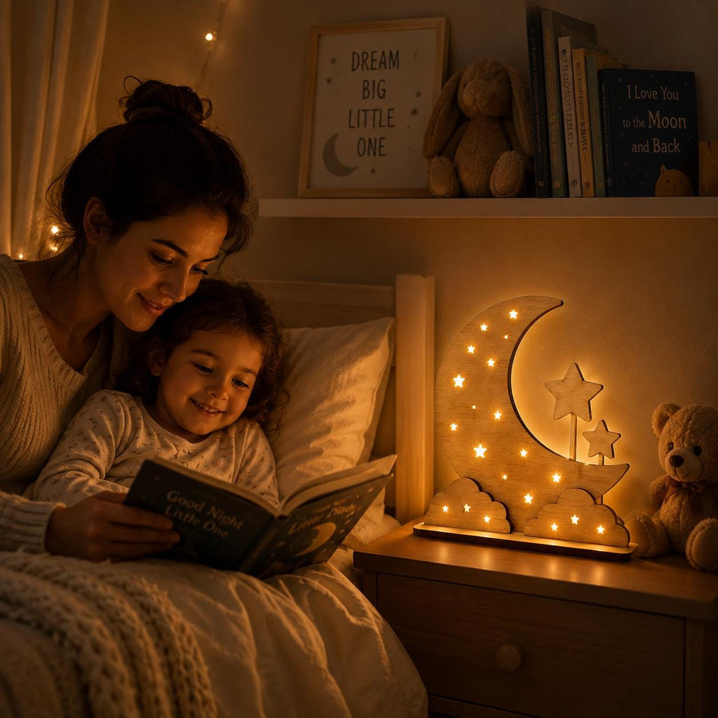 Kids night light SVG moon stars layered laser cut lamp digital file